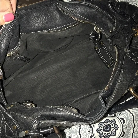 Chloe Paddington Hand Bag Leather Black Gold Authentic - pre owned - Picture 10 of 14